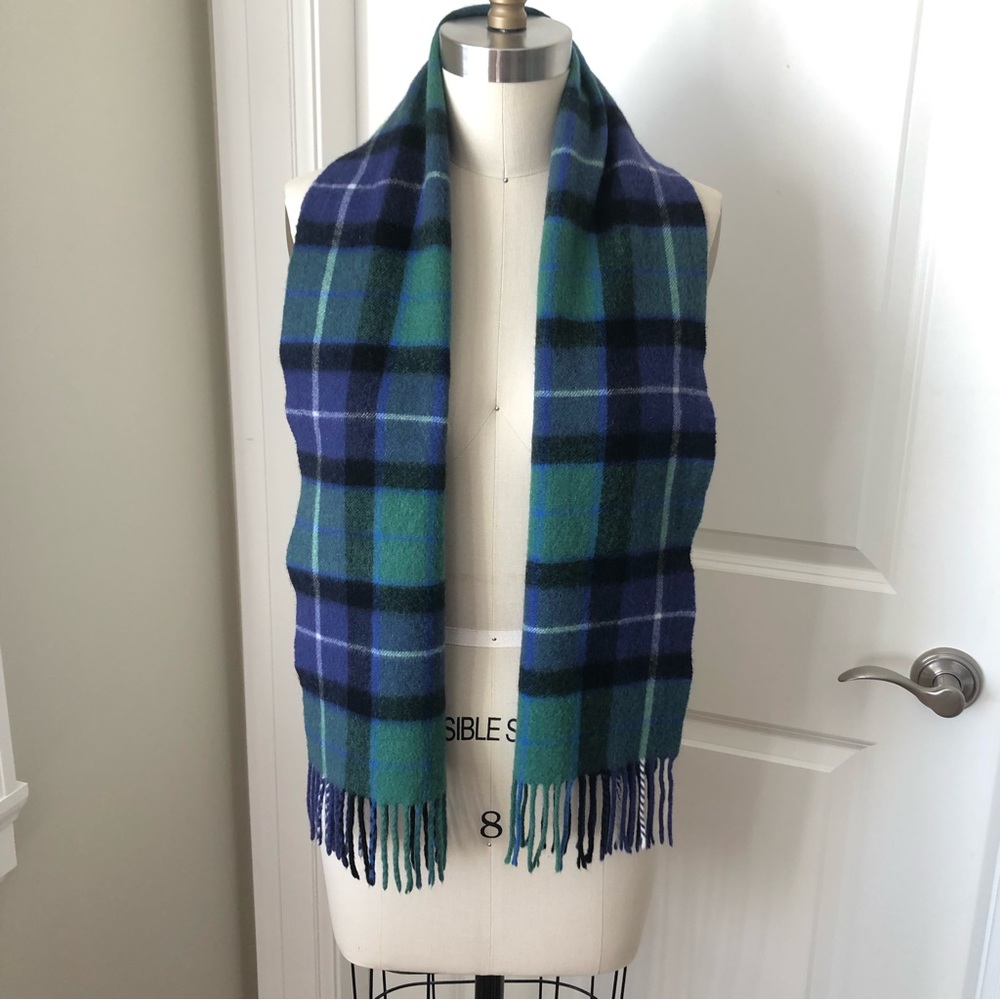 Edinburgh Cashmere Scarf Plaid Blue Green